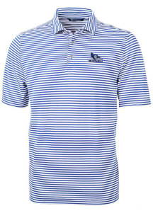 Cutter and Buck Creighton Bluejays Mens Blue Virtue Eco Pique Stripe Short Sleeve Polo