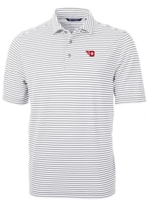 Cutter and Buck Dayton Flyers Mens Grey Virtue Eco Pique Stripe Short Sleeve Polo