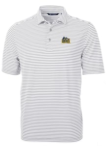 Cutter and Buck Drexel Dragons Mens Grey Virtue Eco Pique Stripe Short Sleeve Polo