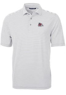 Cutter and Buck Fresno State Bulldogs Mens Grey Virtue Eco Pique Stripe Short Sleeve Polo