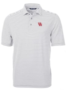 Cutter and Buck Houston Cougars Mens Grey Virtue Eco Pique Stripe Short Sleeve Polo