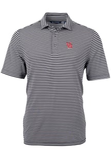 Cutter and Buck Houston Cougars Mens Black Virtue Eco Pique Stripe Short Sleeve Polo