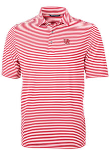 Cutter and Buck Houston Cougars Mens Red Virtue Eco Pique Stripe Short Sleeve Polo