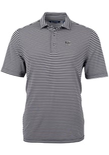 Cutter and Buck Jackson State Tigers Mens Black Virtue Eco Pique Stripe Short Sleeve Polo