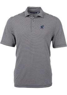 Cutter and Buck Memphis Tigers Mens Black Virtue Eco Pique Stripe Short Sleeve Polo