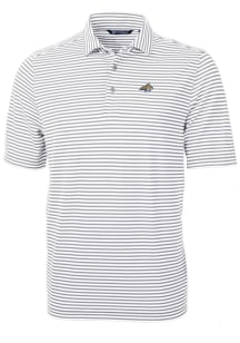 Cutter and Buck Montana State Bobcats Mens Grey Virtue Eco Pique Stripe Short Sleeve Polo