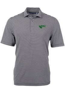 Cutter and Buck North Texas Mean Green Mens Black Virtue Eco Pique Stripe Short Sleeve Polo