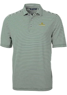 Cutter and Buck Notre Dame Fighting Irish Mens Green Virtue Eco Pique Stripe Short Sleeve Polo