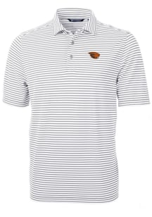 Cutter and Buck Oregon State Beavers Mens Grey Virtue Eco Pique Stripe Short Sleeve Polo