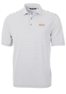 Cutter and Buck Pacific Tigers Mens Grey Virtue Eco Pique Stripe Short Sleeve Polo