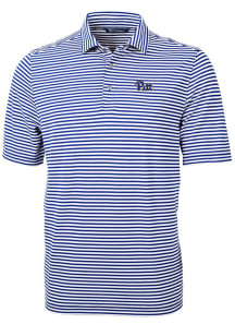 Cutter and Buck Pitt Panthers Mens Blue Virtue Eco Pique Stripe Short Sleeve Polo