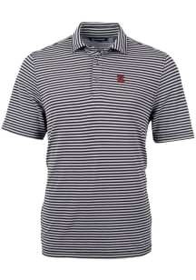 Cutter and Buck Rutgers Scarlet Knights Mens Black Virtue Eco Pique Stripe Short Sleeve Polo