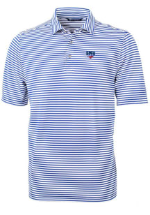 Cutter and Buck SMU Mustangs Mens Blue Virtue Eco Pique Stripe Short Sleeve Polo