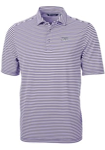 Cutter and Buck TCU Horned Frogs Mens Purple Virtue Eco Pique Stripe Short Sleeve Polo