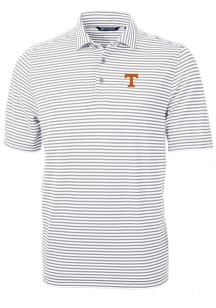 Cutter and Buck Tennessee Volunteers Mens Grey Virtue Eco Pique Stripe Short Sleeve Polo