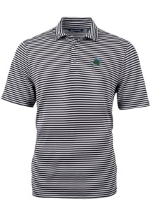 Cutter and Buck Tulane Green Wave Mens Black Virtue Eco Pique Stripe Short Sleeve Polo