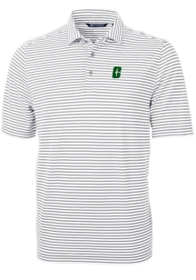 Cutter and Buck UNCC 49ers Mens Grey Virtue Eco Pique Stripe Short Sleeve Polo