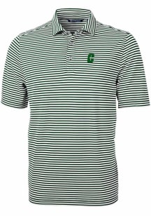 Cutter and Buck UNCC 49ers Mens Green Virtue Eco Pique Stripe Short Sleeve Polo