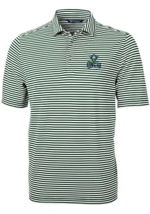 Cutter and Buck UNCW Seahawks Mens Green Virtue Eco Pique Stripe Short Sleeve Polo