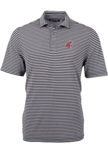 Cutter and Buck Washington State Cougars Mens Black Virtue Eco Pique Stripe Short Sleeve Polo