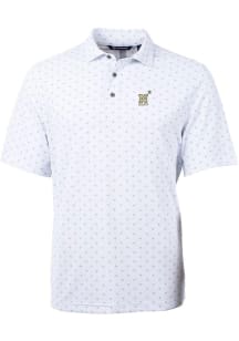 Cutter and Buck Navy Mens White Virtue Eco Pique Tile Short Sleeve Polo