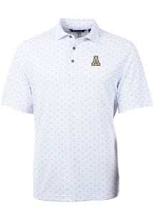 Cutter and Buck Appalachian State Mountaineers Mens White Virtue Eco Pique Tile Short Sleeve Pol..