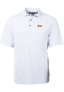 Cutter and Buck Arizona State Sun Devils Mens White Virtue Eco Pique Tile Short Sleeve Polo