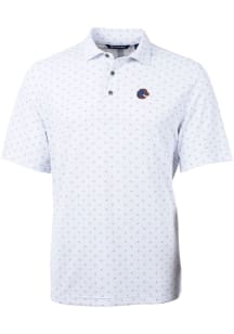 Cutter and Buck Boise State Broncos Mens White Virtue Eco Pique Tile Short Sleeve Polo