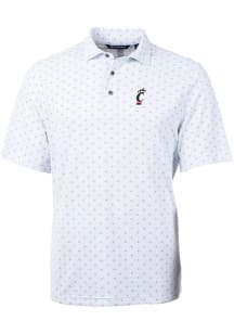 Cutter and Buck Cincinnati Bearcats Mens White Virtue Eco Pique Tile Short Sleeve Polo