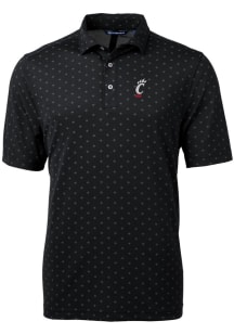 Mens Cincinnati Bearcats Black Cutter and Buck Virtue Eco Pique Tile Short Sleeve Polo Shirt