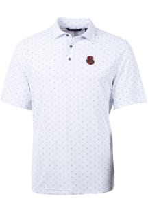Cutter and Buck Cornell Big Red Mens White Virtue Eco Pique Tile Short Sleeve Polo