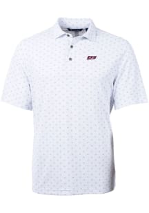 Cutter and Buck Eastern Kentucky Colonels Mens White Virtue Eco Pique Tile Short Sleeve Polo