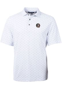 Cutter and Buck Florida State Seminoles Mens White Virtue Eco Pique Tile Short Sleeve Polo