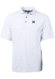 Cutter and Buck Hawaii Warriors Mens White Virtue Eco Pique Tile Short Sleeve Polo