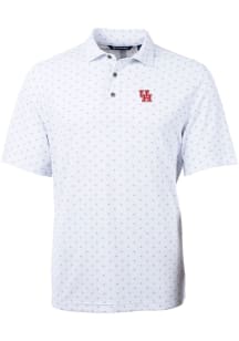 Cutter and Buck Houston Cougars Mens White Virtue Eco Pique Tile Short Sleeve Polo