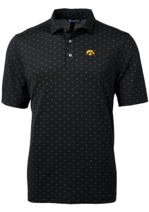 Cutter and Buck Iowa Hawkeyes Mens Black Virtue Eco Pique Tile Short Sleeve Polo