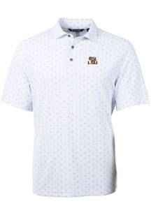 Cutter and Buck LSU Tigers Mens White Virtue Eco Pique Tile Short Sleeve Polo