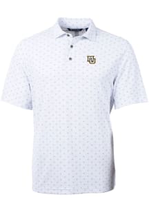 Cutter and Buck Marquette Golden Eagles Mens White Virtue Eco Pique Tile Short Sleeve Polo