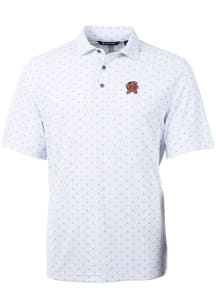 Mens Maryland Terrapins White Cutter and Buck Virtue Eco Pique Tile Short Sleeve Polo Shirt