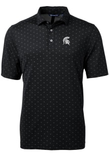 Cutter and Buck Michigan State Spartans Mens Black Virtue Eco Pique Tile Short Sleeve Polo