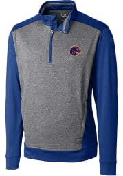 Cutter and Buck Boise State Broncos Mens Blue Replay Long Sleeve 1/4 Zip Pullover