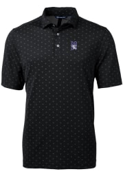 Cutter and Buck Northwestern Wildcats Mens Black Virtue Eco Pique Tile Short Sleeve Polo