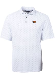 Cutter and Buck Oregon State Beavers Mens White Virtue Eco Pique Tile Short Sleeve Polo
