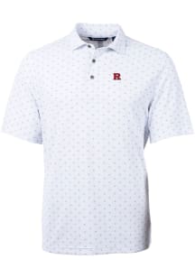 Mens Rutgers Scarlet Knights White Cutter and Buck Virtue Eco Pique Tile Short Sleeve Polo Shirt