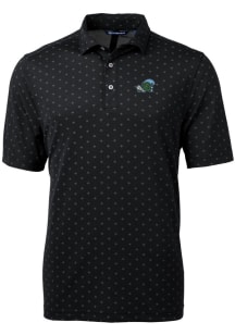 Cutter and Buck Tulane Green Wave Mens Black Virtue Eco Pique Tile Short Sleeve Polo