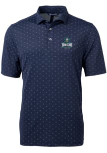 Cutter and Buck UNCW Seahawks Mens Navy Blue Virtue Eco Pique Tile Short Sleeve Polo