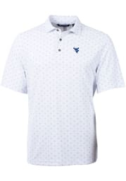 Cutter and Buck West Virginia Mountaineers Mens White Virtue Eco Pique Tile Short Sleeve Polo