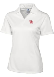Cutter and Buck Houston Cougars Womens White Drytec Genre Textured Short Sleeve Polo Shirt