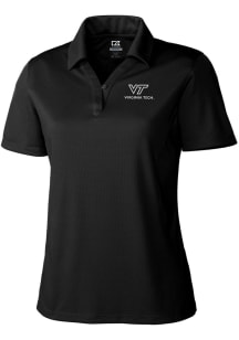 Cutter and Buck Virginia Tech Hokies Womens Black Drytec Genre Textured Short Sleeve Polo Shirt