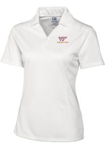 Cutter and Buck Virginia Tech Hokies Womens White Drytec Genre Textured Short Sleeve Polo Shirt
